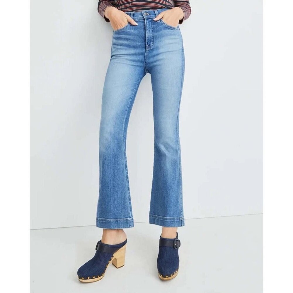 Veronica Beard Mid Wash High-Rise Flare Jeans